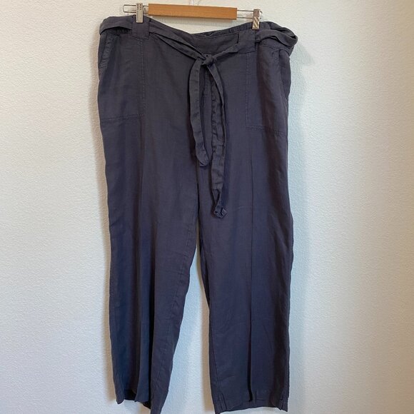 Caslon 100% Linen Tie Waist Pants Size 2X Gray - Picture 1 of 8
